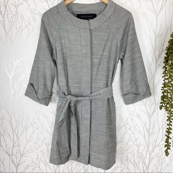 APOSTROPHE Gray Cotton Belted Car Coat Small - Picture 3 of 12